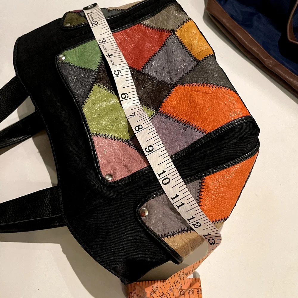 Vintage 80s leather patchwork bag - Picture 7 of 12
